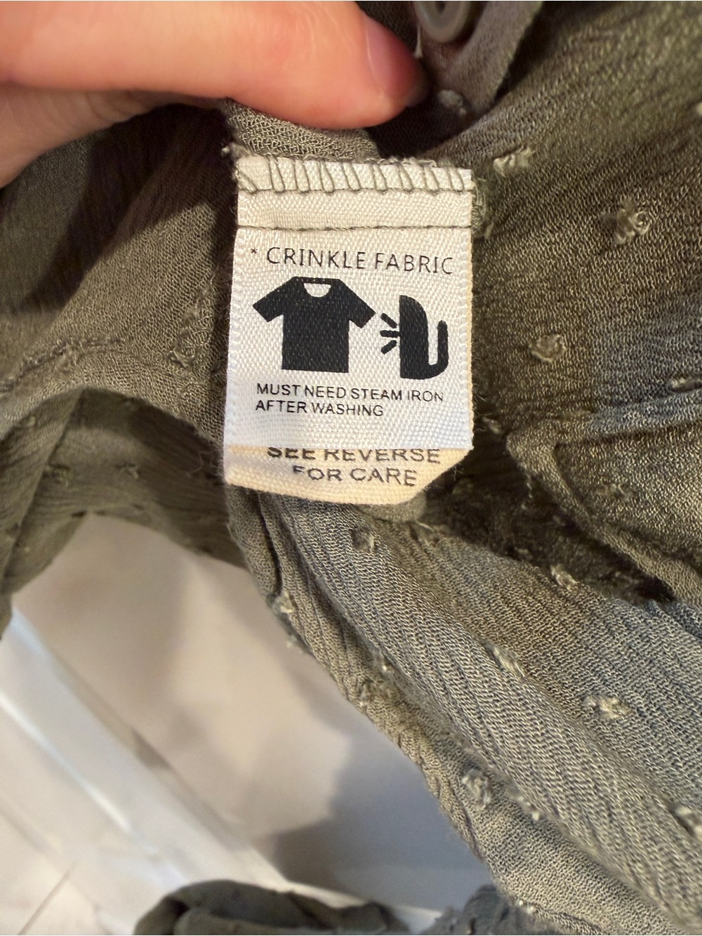 Olive Green Textured Button-Front Tie Hem Shirt - Picture 4 of 4